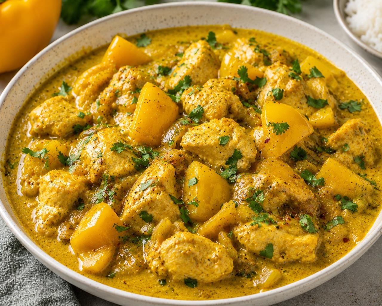Yellow Bell Pepper Chicken Curry
